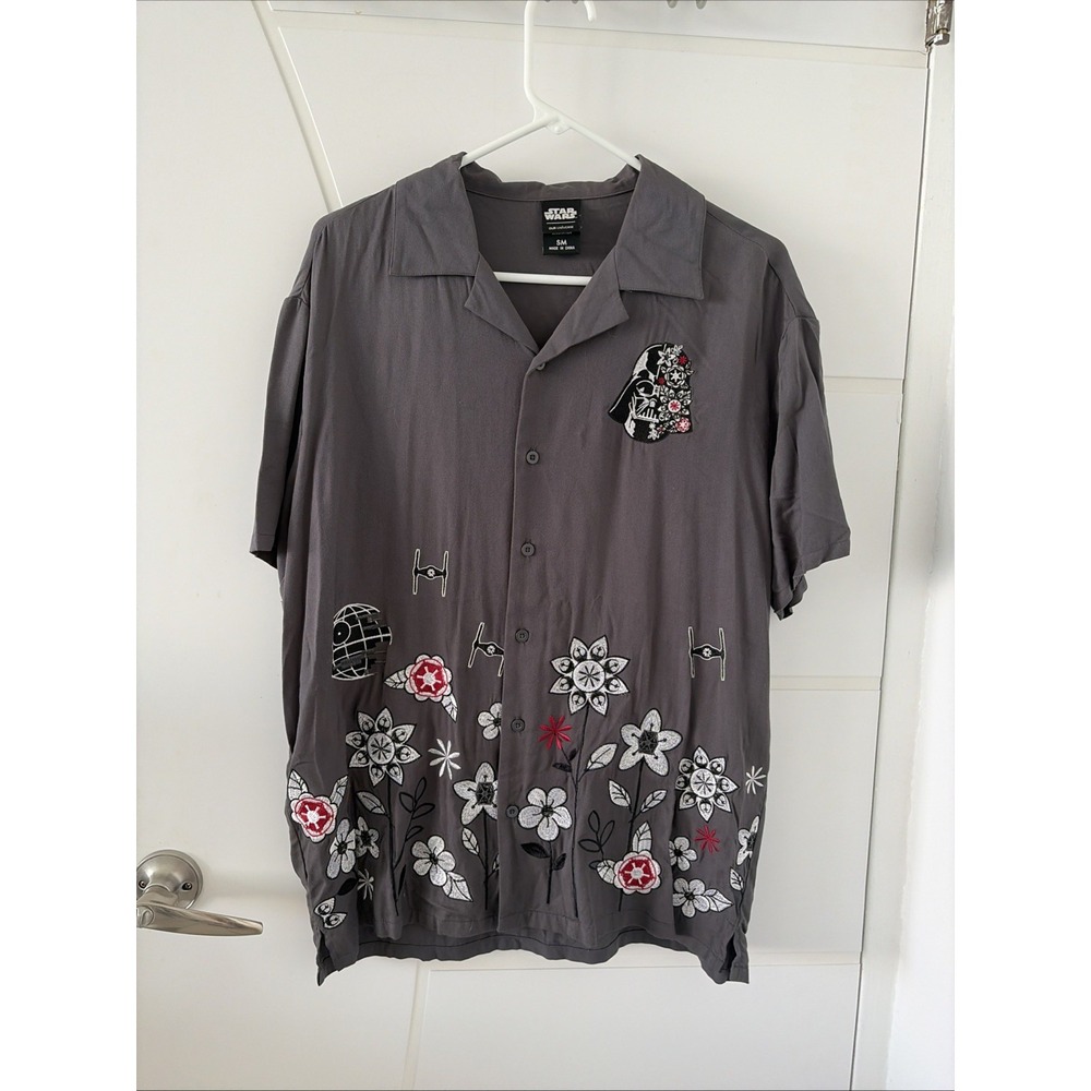 Rare Star Wars Button Up Floral Vader Embroidered Shirt Small Box Lunch